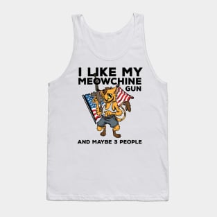 2nd Amendment Patriotic Gun Owner Cat American Flag Rifle Tank Top